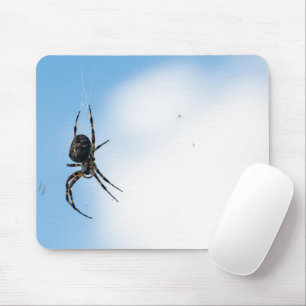 Big Spider Hanging from Web Mouse Pad