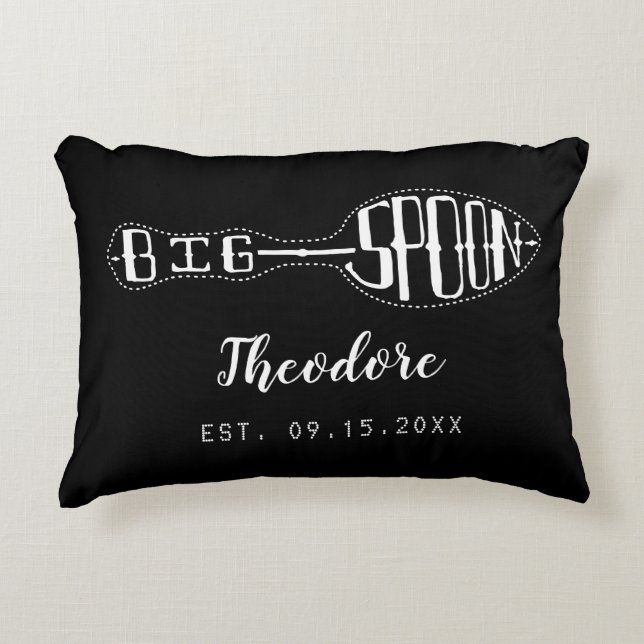 Big Spoon Little Spoon Anniversary Wedding Couples Decorative Cushion (Front)