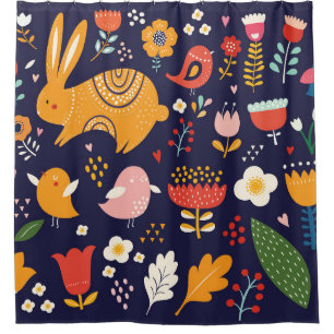 Big spring Easter collection of flowers, leaves, b Shower Curtain