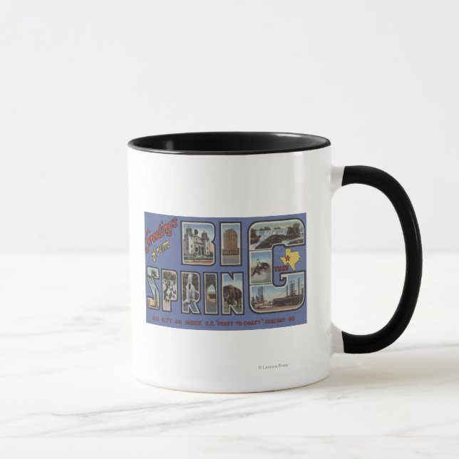 Big Spring, Texas - Large Letter Scenes Mug (Right)
