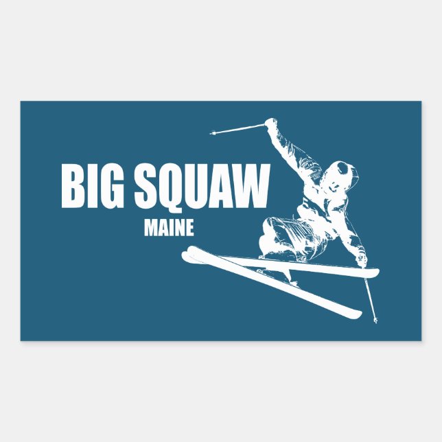 Big Squaw Maine Skier Rectangular Sticker (Front)