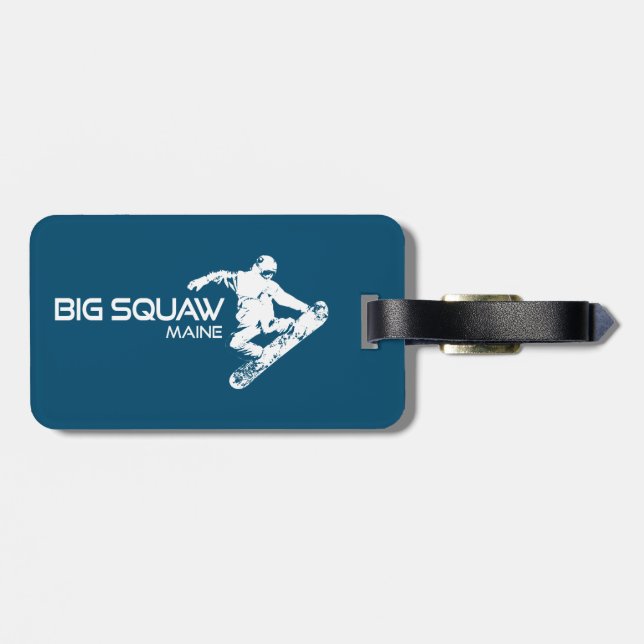 Big Squaw Maine Snowboarder Luggage Tag (Back Horizontal)
