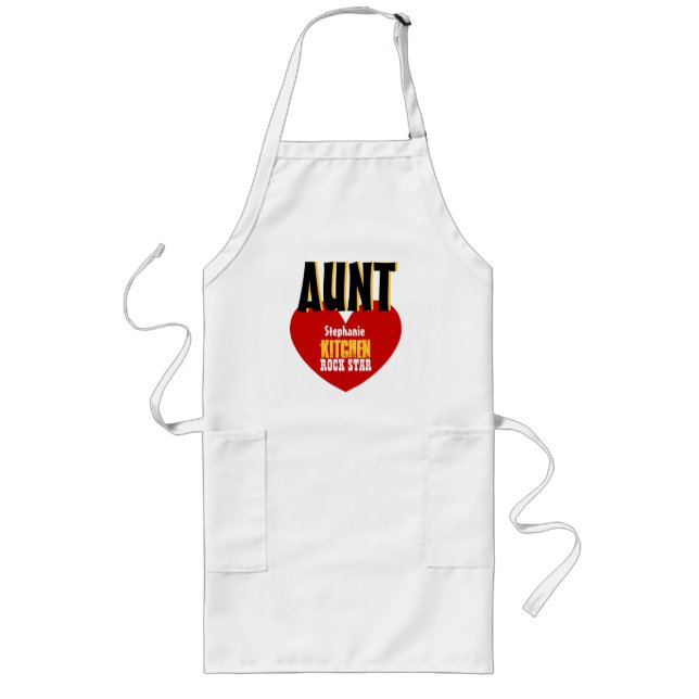 Big Star Custom Name AUNT Kitchen Rock Star V06 Long Apron (Front)