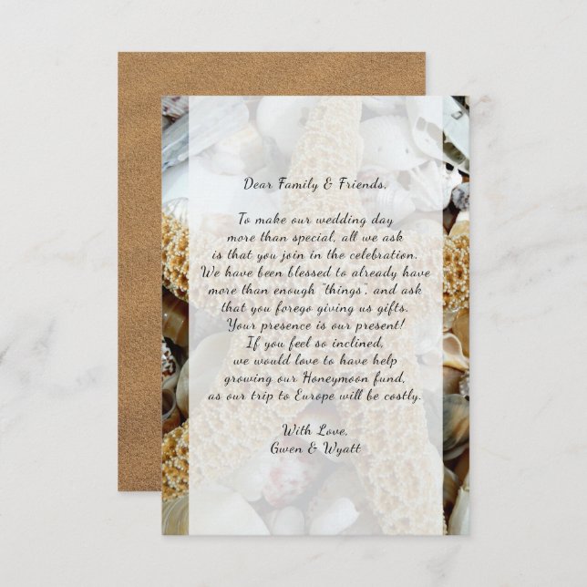 Big Starfish Beach Wedding Wishing Well Card (Front/Back)