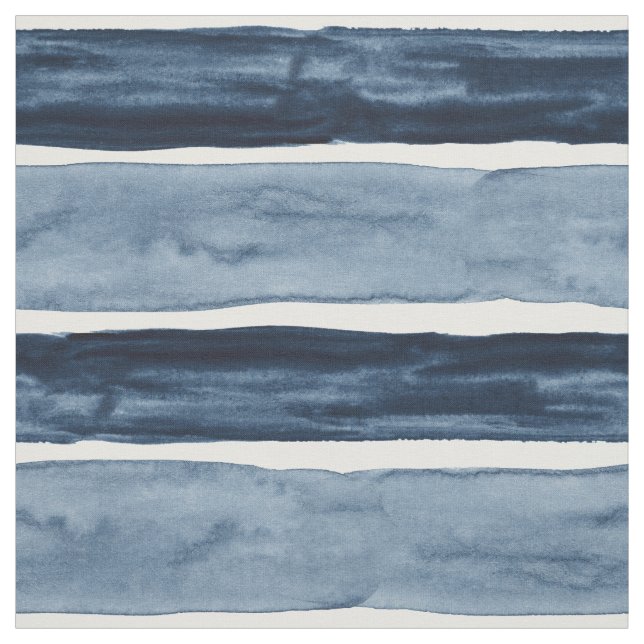 BIG STRIPE Indigo Watercolor Stripe Pattern Fabric (Swatch)