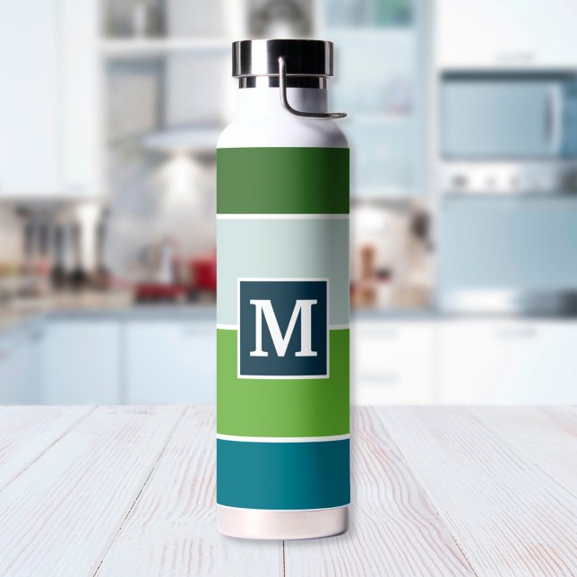 Big Stripes in blue and green with Monogram Water Bottle (Creator Uploaded)
