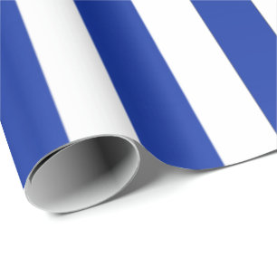 Big Stripes Saint Tropes Cobalt Indigo White Blue Wrapping Paper