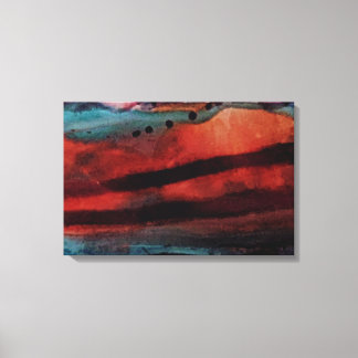 Big Sun, Dark Clouds Watercolor Canvas Print