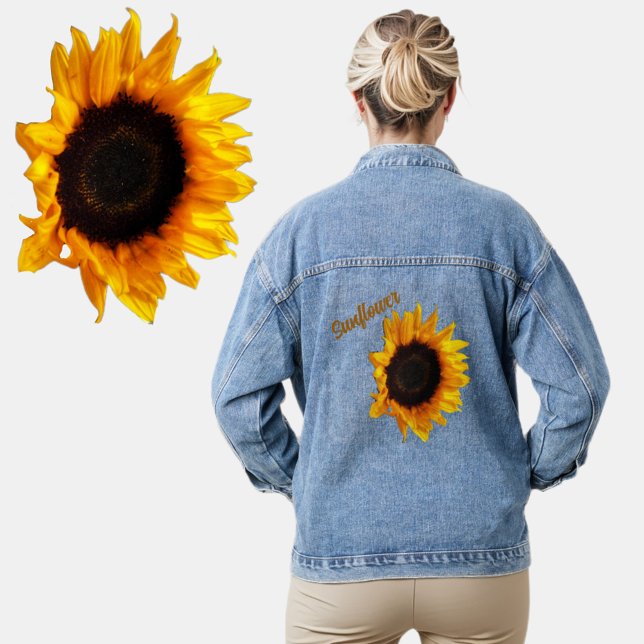 Big Sunflower Country Floral Photographic Denim Jacket (Creator Uploaded)