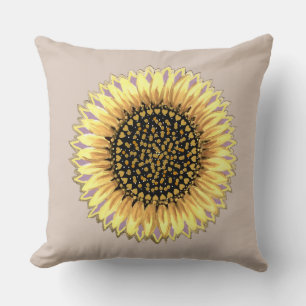Big Sunflower, Hearts & Golden Dots Cushion