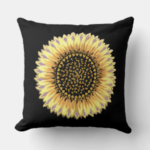 Big Sunflower, Hearts & Golden Dots Cushion