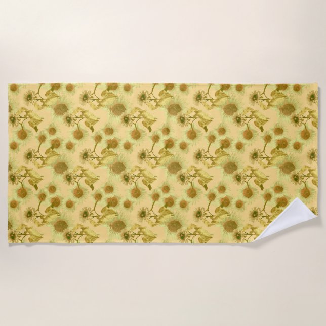 Big Sunflower Pattern   Beach Towel (Front)