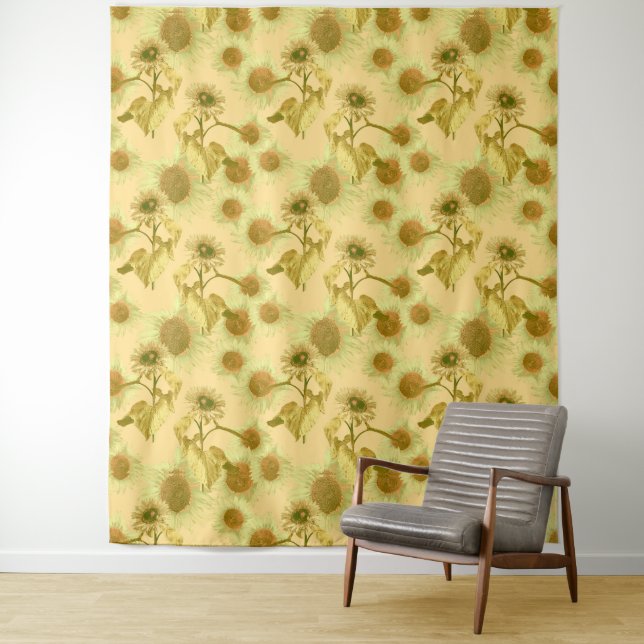 Big Sunflower Pattern Tapestry (In Situ)