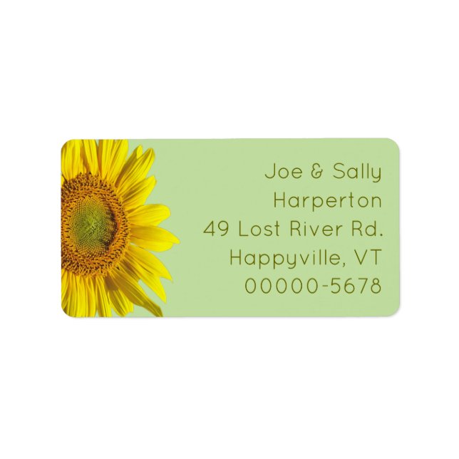 Big Sunflower Wide Return Address Labels (Front)