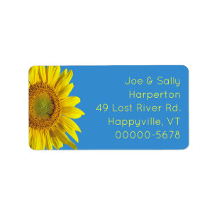 Big Sunflower Wide Return Address Labels