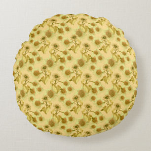 Big sunflowers pattern round cushion