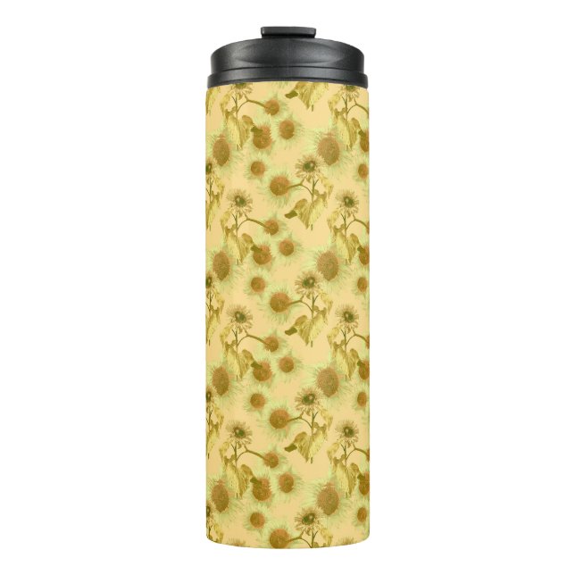 Big sunflowers pattern   thermal tumbler (Front)