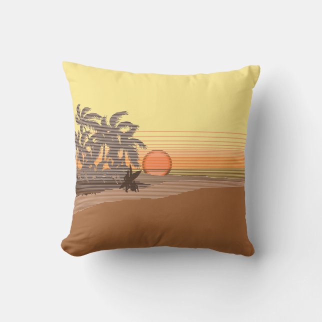 Big Sunset Hawaiian Reversible Square Pillows (Front)