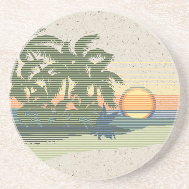 Big Sunset Hawaiian Tiki Bar Coasters (Front)