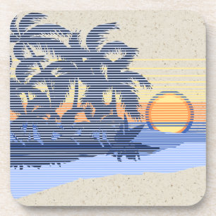 Big Sunset Hawaiian Tiki Bar Cork-backed Coasters