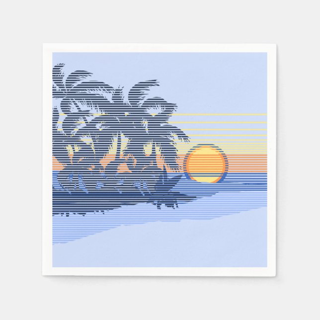 Big Sunset Stripe Hawaiian Surfer Napkin (Front)