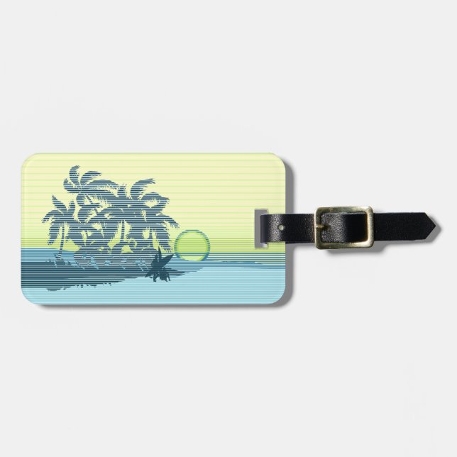 Big Sunset Stripe Hawaiian Surfers Luggage Tag (Front Horizontal)