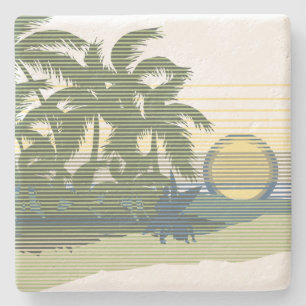 Big Sunset Stripe Hawaiian Tiki Bar Coasters