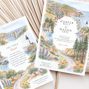 Big Sur CA Bixby Bridge McWay Falls Wedding Invitation