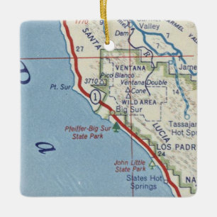 Big Sur CA Vintage Map Ceramic Ornament