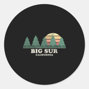 Big Sur Ca Vintage Throwback Tee Retro 70s Design  Classic Round Sticker