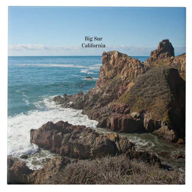 Big Sur, Calfornia, Labelled, Ceramic Tile (Front)