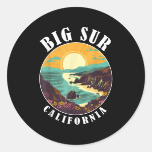 Big Sur California Beach Central Retro Forest Camp Classic Round Sticker