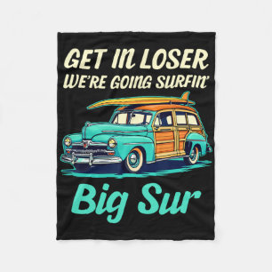 Big Sur California Beach Vacation Retro Surfing Su Fleece Blanket