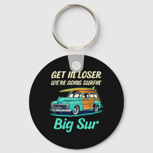 Big Sur California Beach Vacation Retro Surfing Su Key Ring
