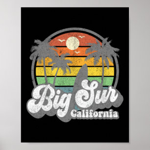 Big Sur California Beach Vacation Retro Surfing Su Poster
