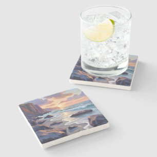 Big Sur, California Coast Painting Stone Coaster