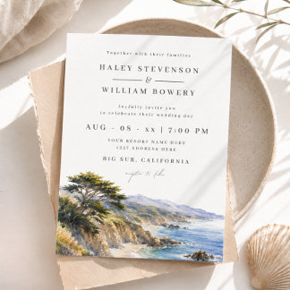 Big Sur California Coast Watercolor Wedding Invitation