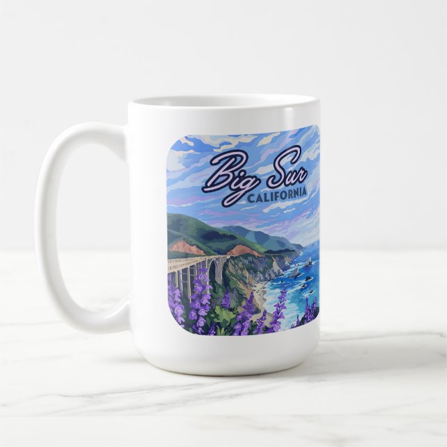Big Sur California Coastline Retro West Coast Coffee Mug (Left)