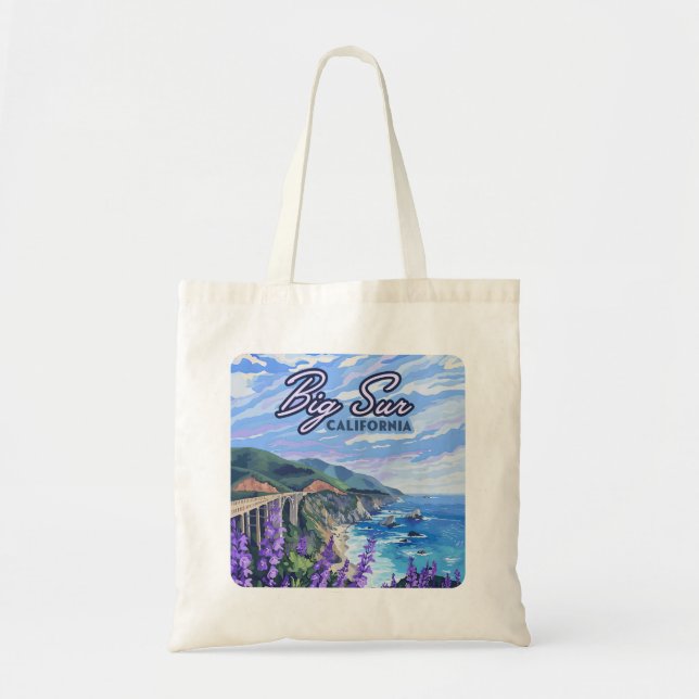 Big Sur California Coastline Retro West Coast Tote Bag (Front)