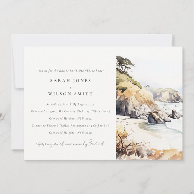 Big Sur, California Landscape Rehearsal Dinner Invitation (Front)
