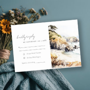 Big Sur, California Landscape Watercolor Wedding RSVP Card