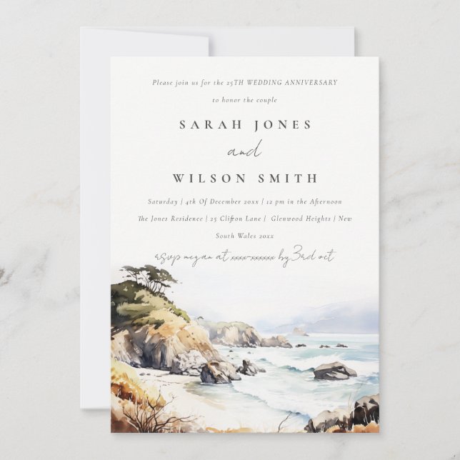 Big Sur California Landscape Wedding Anniversary Invitation (Front)