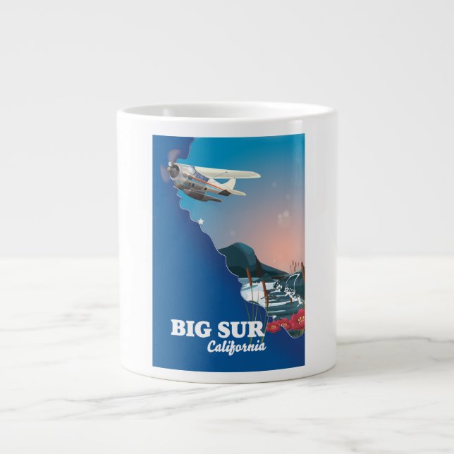 Big Sur California map Large Coffee Mug (Front)
