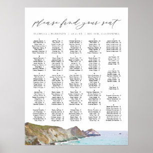 BIG SUR CALIFORNIA Skyline Wedding Seating Chart