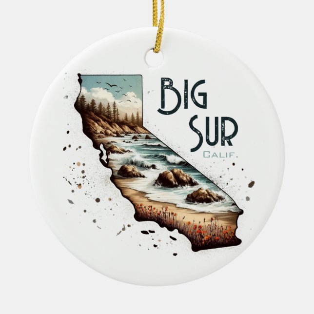 Big Sur California Souvenir Gift Ceramic Ornament (Front)