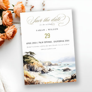 Big Sur, California Watercolor Landscape Wedding Save The Date