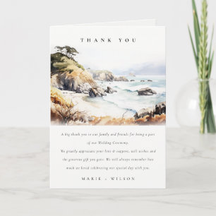 Big Sur, California Watercolor Landscape Wedding Thank You Card