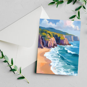 Big Sur, California Watercolor Ocean Painting Card