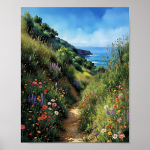 Big Sur California Watercolor Poster