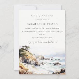 Big Sur California Watercolor Scape Baby Shower Invitation